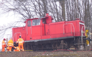 Foto der aufgebockten Lok